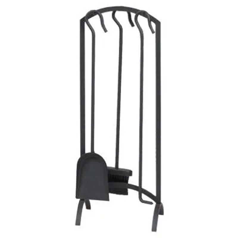 Black Steel 4-Piece Arch Top Fireplace Tool Set