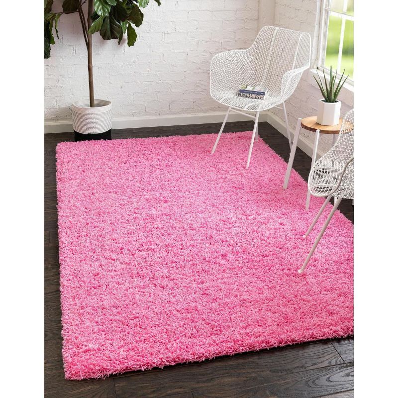 Taffy Pink Rectangular Synthetic Shag Indoor Area Rug