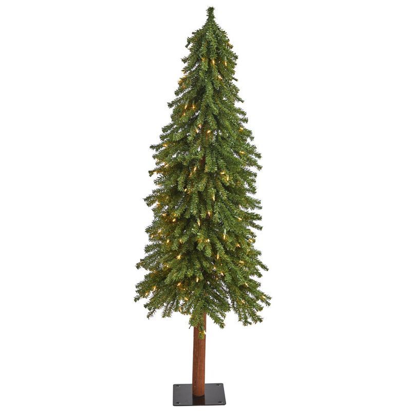 5ft Green Pre-Lit Slim Artificial Christmas Tree with Clear Lights