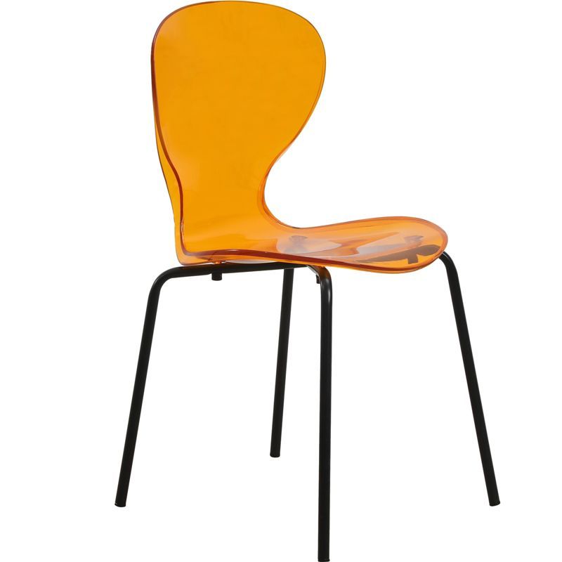 Amber Transparent Metal Side Chair with Black Base