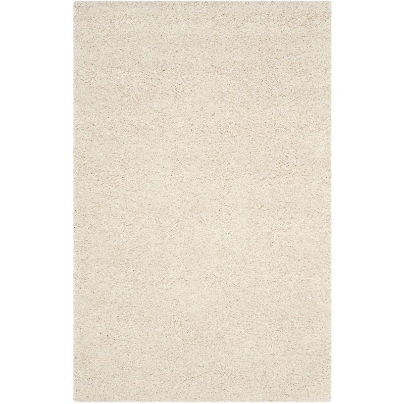 Plush Athens White Shag Area Rug, Hand-Knotted 4' x 6'