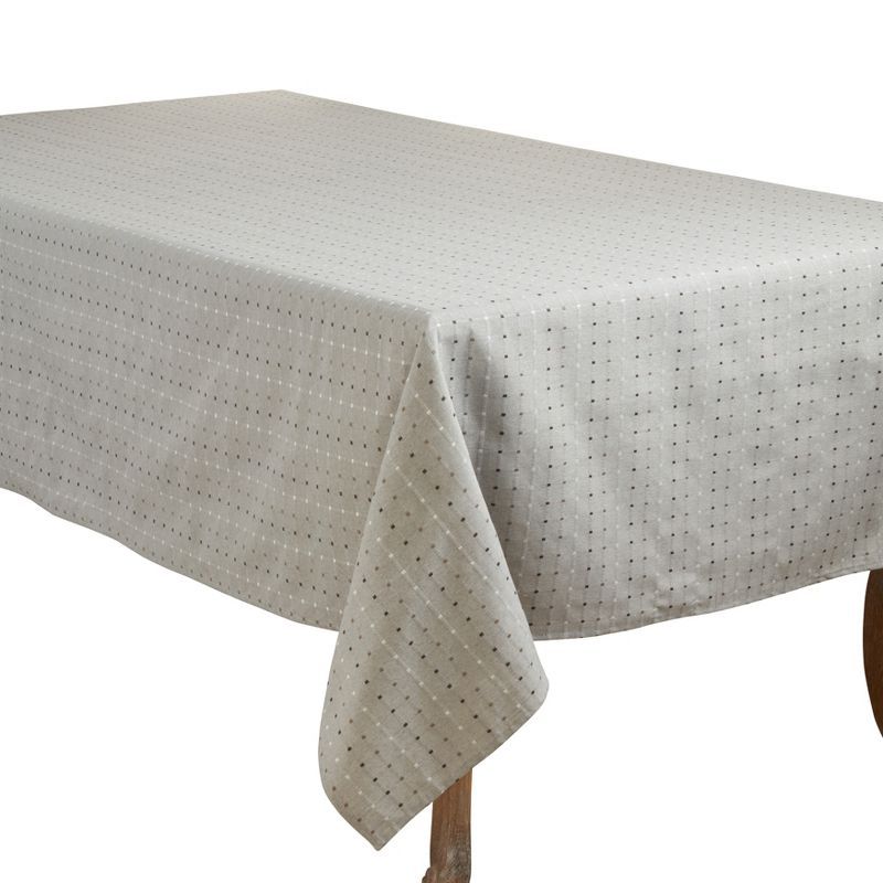 Gray Stitched Line Design Fabric Tablecloth