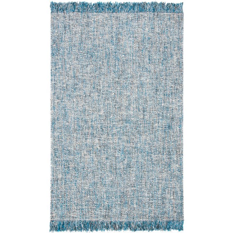 Handmade Blue and Gray Wool Blend 4' x 6' Area Rug