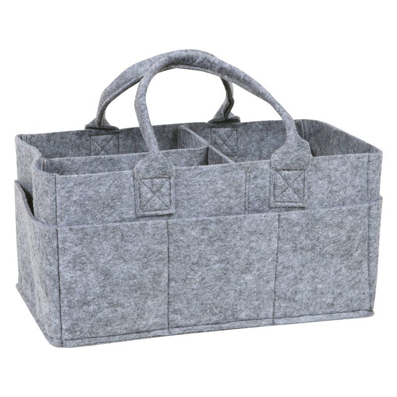 Gray Felt Baby Nursery Diaper Storage Caddy with Handles