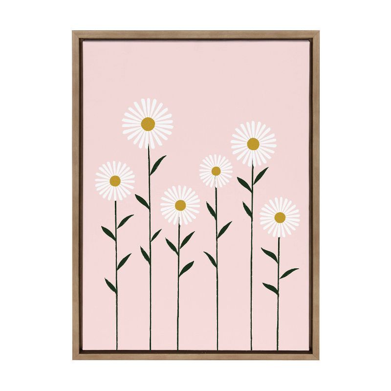 Sylvie Daisies Pink and Gold Framed Canvas Wall Art