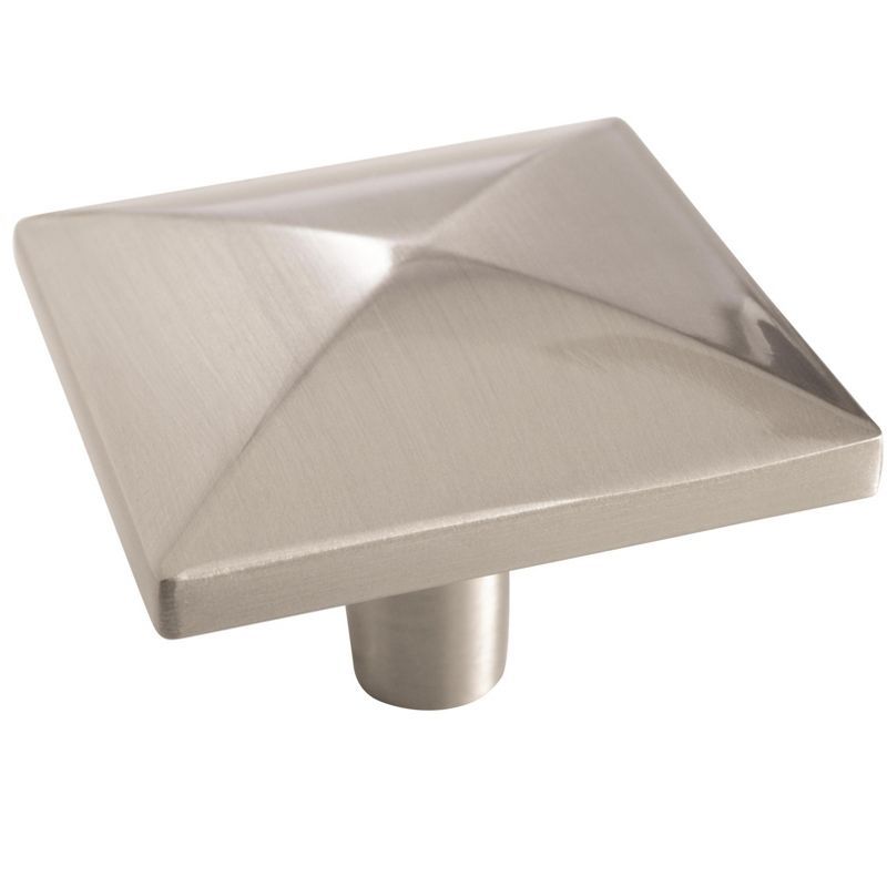 Satin Nickel Square Modern Cabinet Knob with Mounting Hardware