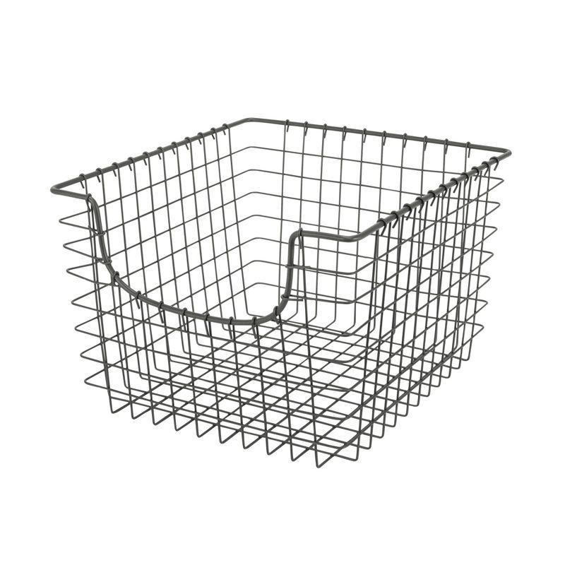 Rustic Chic Industrial Gray Rectangular Wire Storage Basket