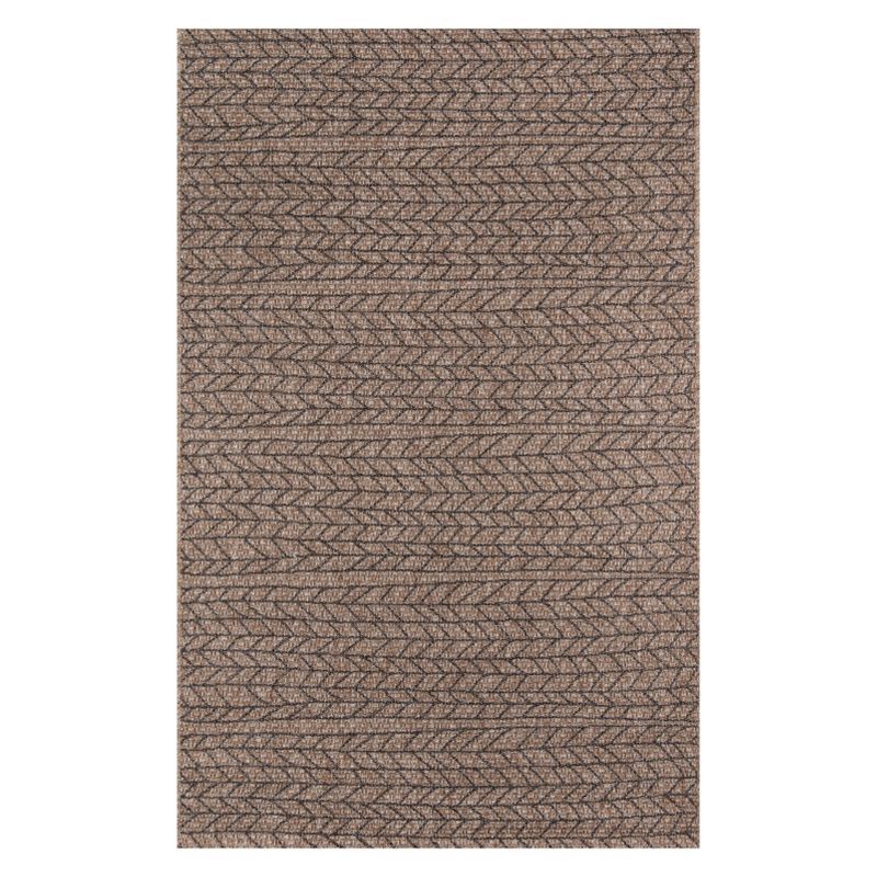 Braided Black Geometric 24" Synthetic Easy-Care Rectangular Rug