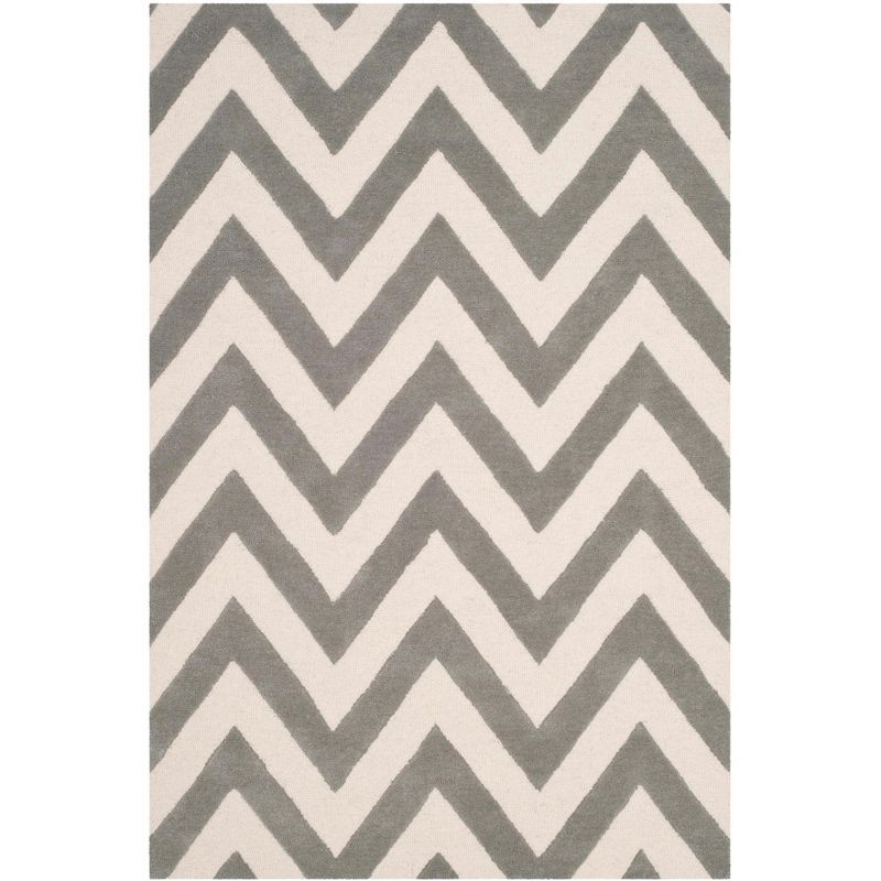 Cheerful Playtime Gray Hand-Tufted Wool Kids Rug, 4' x 6'