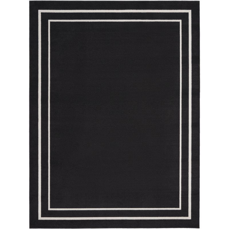 Reversible Black Ivory Synthetic 9' x 12' Area Rug