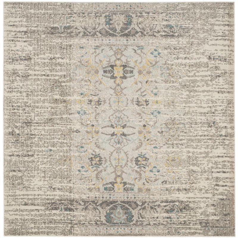 Elsdon Grey and Multicolor Floral 9' Square Synthetic Rug