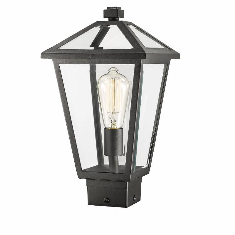 Talbot Black Metal and Glass Outdoor Post Light