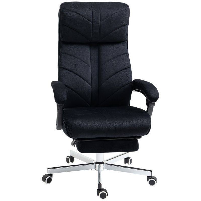 Black High-Back Executive Swivel Office Chair with Fixed Arms