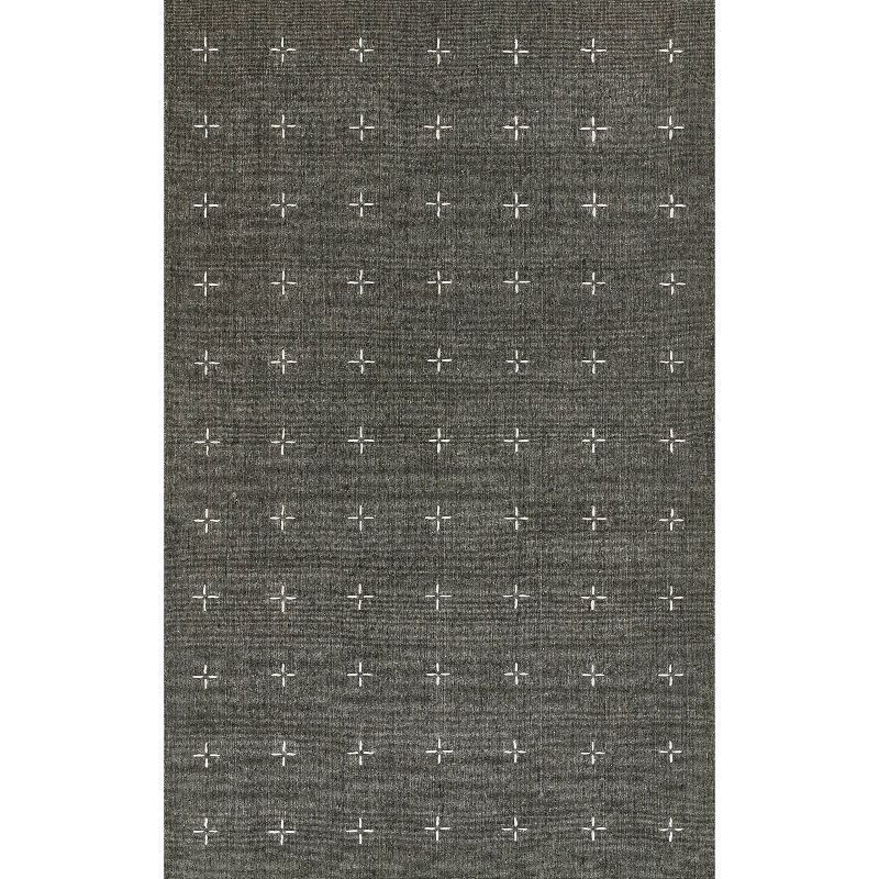 Handmade Charcoal Stripe Wool and Synthetic 5' x 8' Area Rug