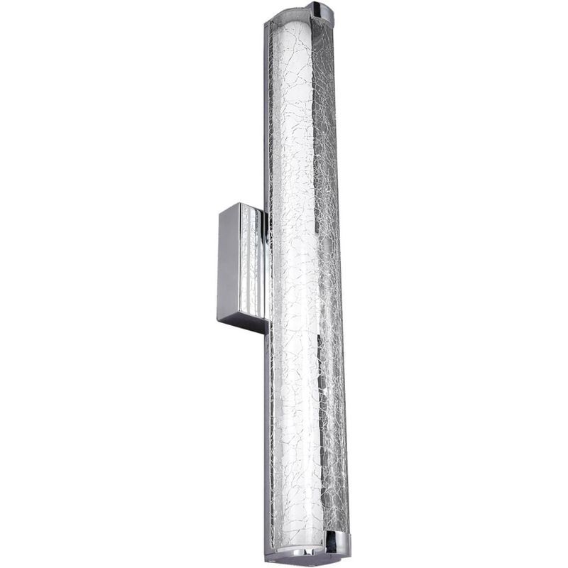 24" Chrome LED Wall Sconce with Clear Crackle Glass