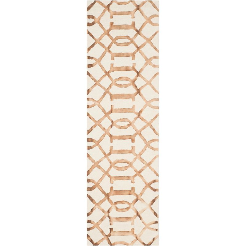 Ivory and Camel Geometric Wool Hand-Tufted Runner Rug