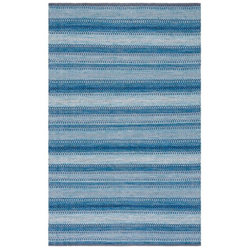 Gray and Blue Handwoven Cotton Area Rug