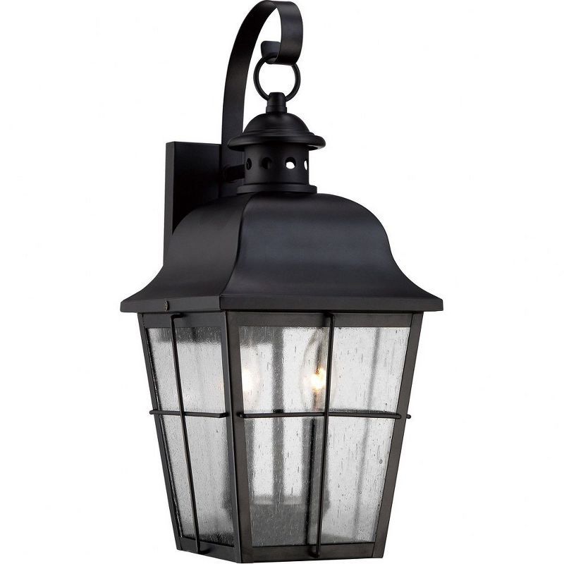 Mystic Black 18.5" Copper Outdoor Lantern with Seeded Glass