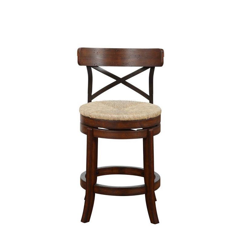 Myrtle 24" Mahogany Swivel Counter Stool with Sedge Weave Seat