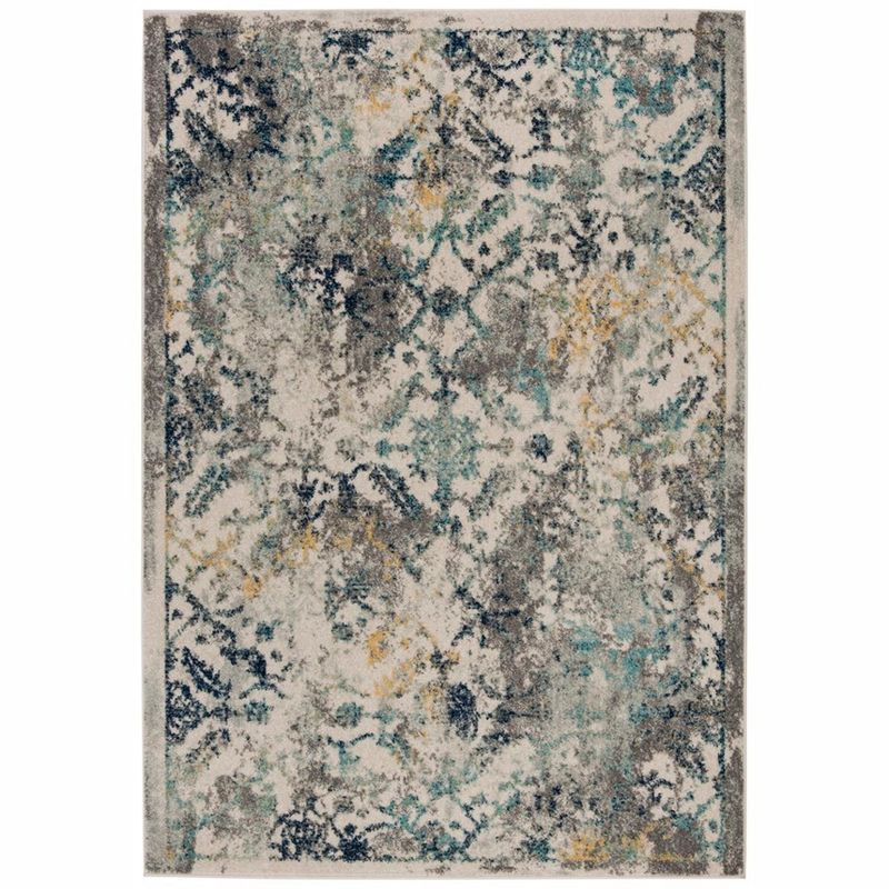 Reversible Metro-Mod Blue Synthetic 4' x 6' Area Rug