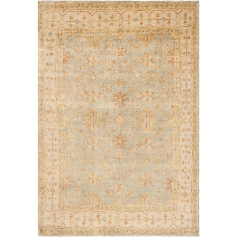 Elegant Oushak Ivory Wool 6' x 9' Hand-Knotted Area Rug