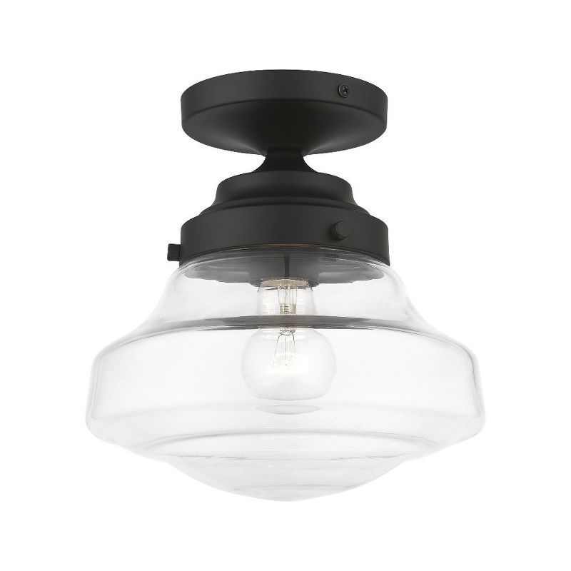 Avondale Black and Clear Glass Nautical Semi-Flush Mount Light