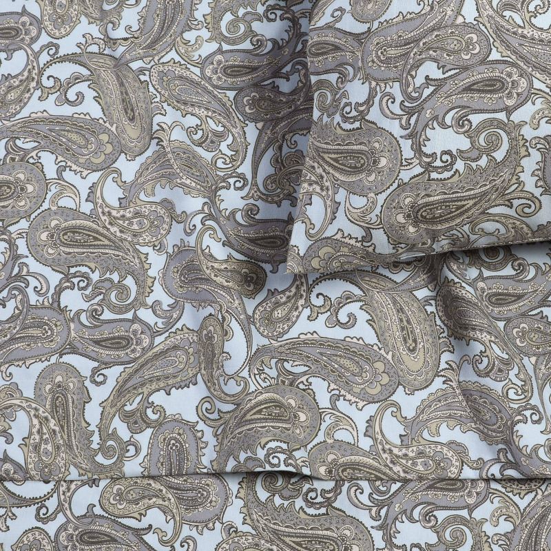 California King Brown Paisley Cotton Flannel Sheet Set