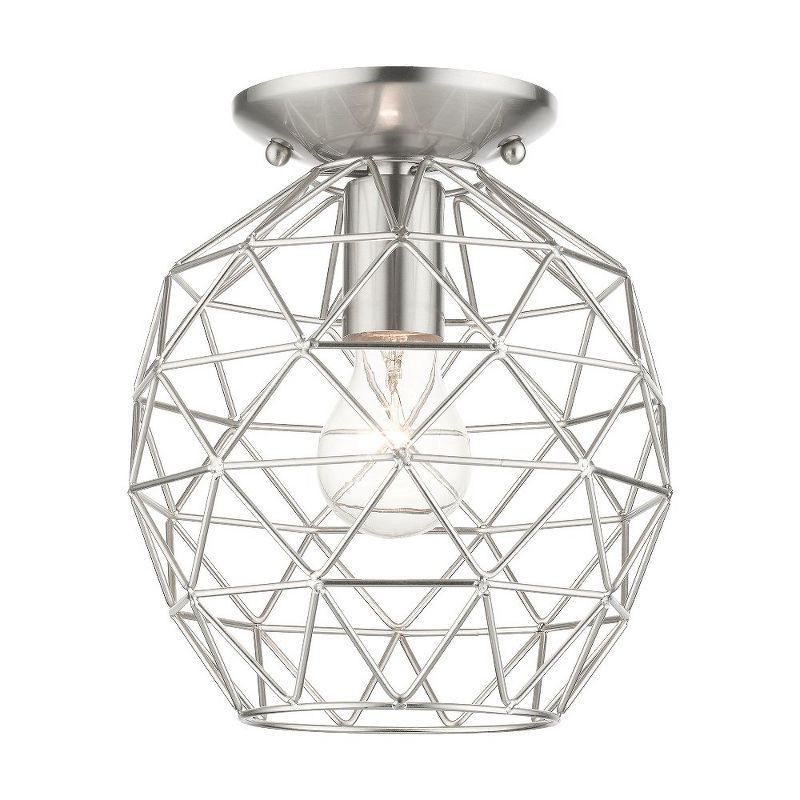 Geometrix Brushed Nickel 8" Contemporary Flush Mount Light