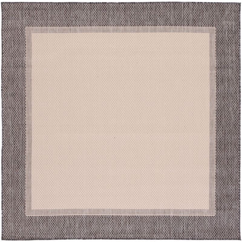 Ivory and Camel Square Synthetic Indoor/Outdoor Rug