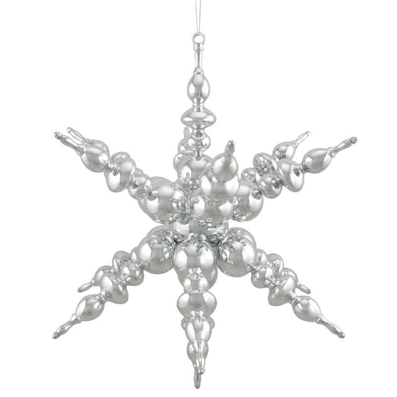 Shiny Silver 3D Sunburst Snowflake Shatterproof Ornament