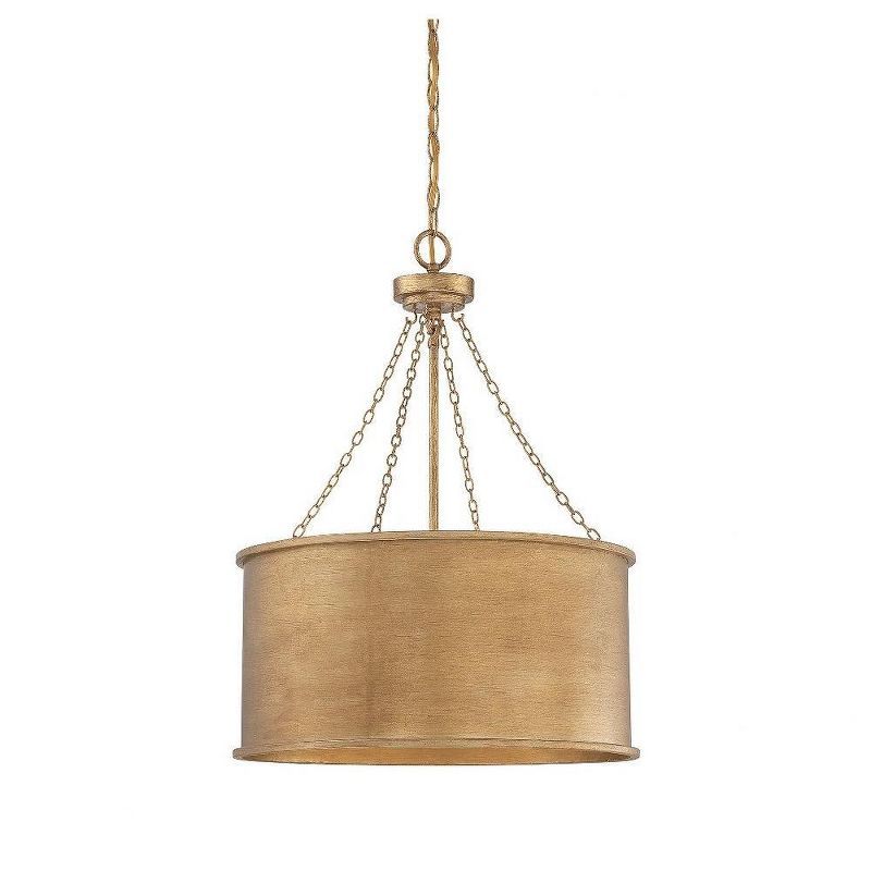 Rochester Gold Patina 4-Light Metal Drum Pendant