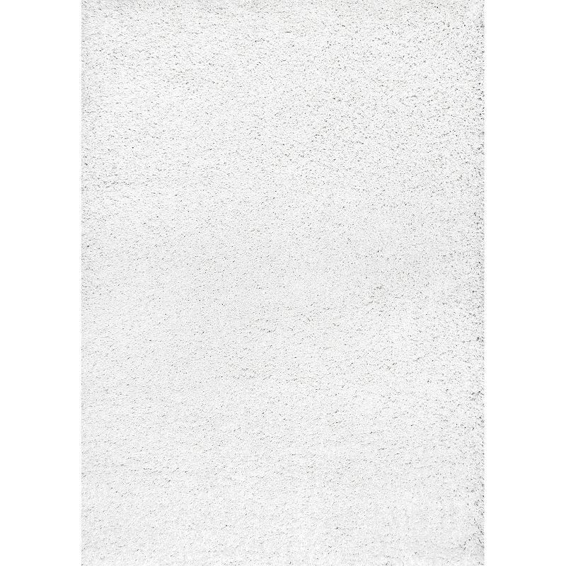 Cozy White Synthetic 8' x 10' Handmade Tufted Shag Rug