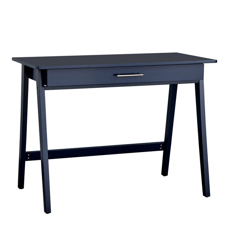 Modern Blue Corner Writing Desk with Pine Wood Frame and Drawer