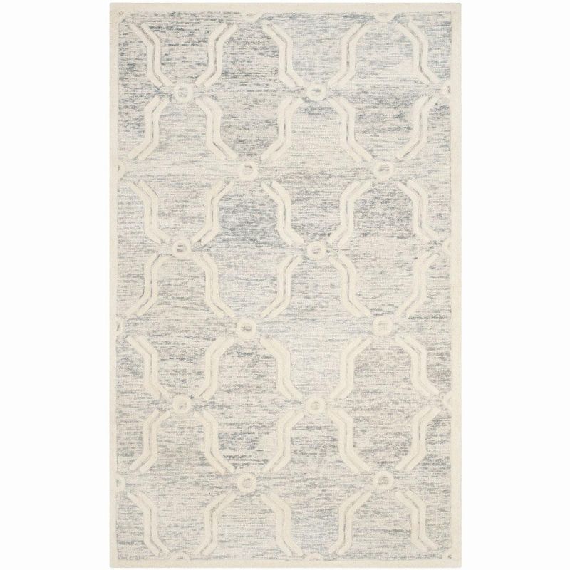 Handmade Light Grey and Ivory Wool Tufted 4' x 6' Rug