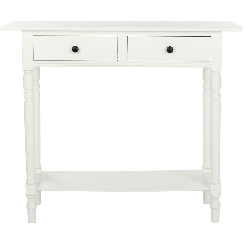 Transitional White Wood 2-Drawer Rectangular Console Table