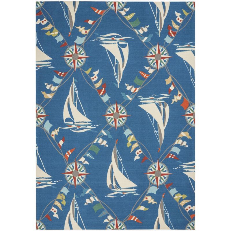 Nautical Blue Rectangular Synthetic Indoor/Outdoor Area Rug