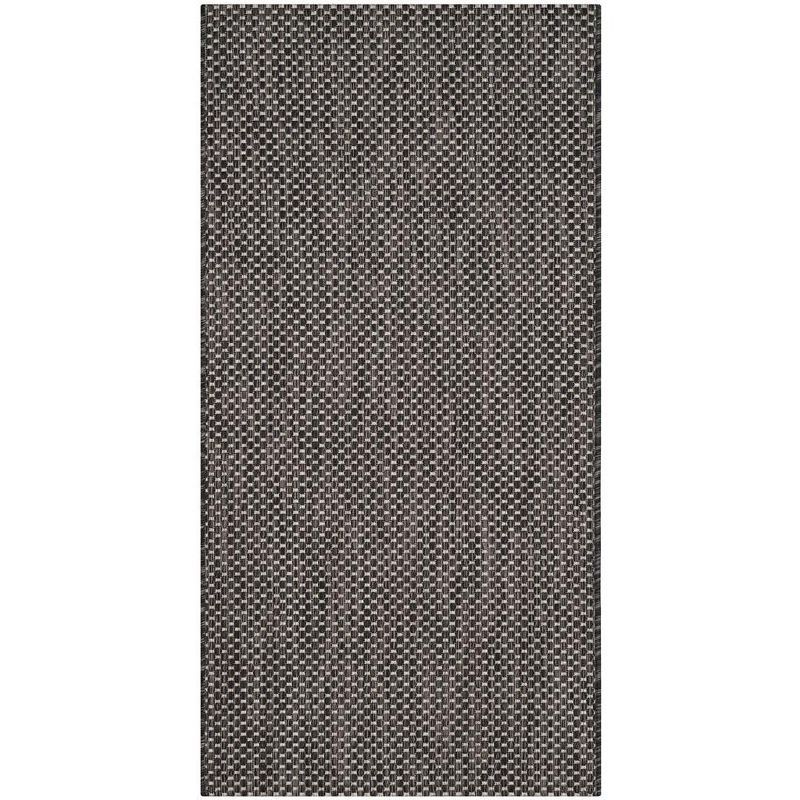 Contemporary Black/Beige Synthetic Indoor/Outdoor Rug, 2'7" x 5'