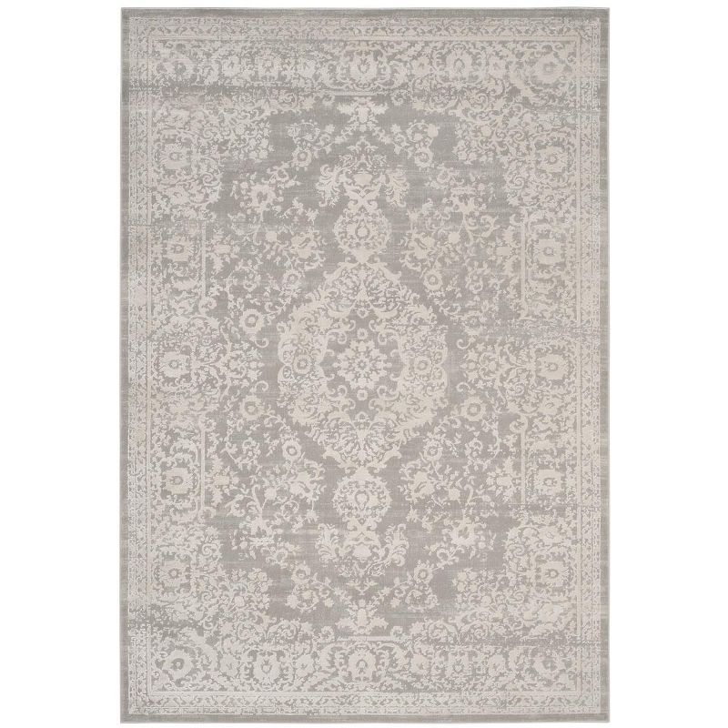 Elegant Grey and Beige Vintage Distressed 30" Accent Rug