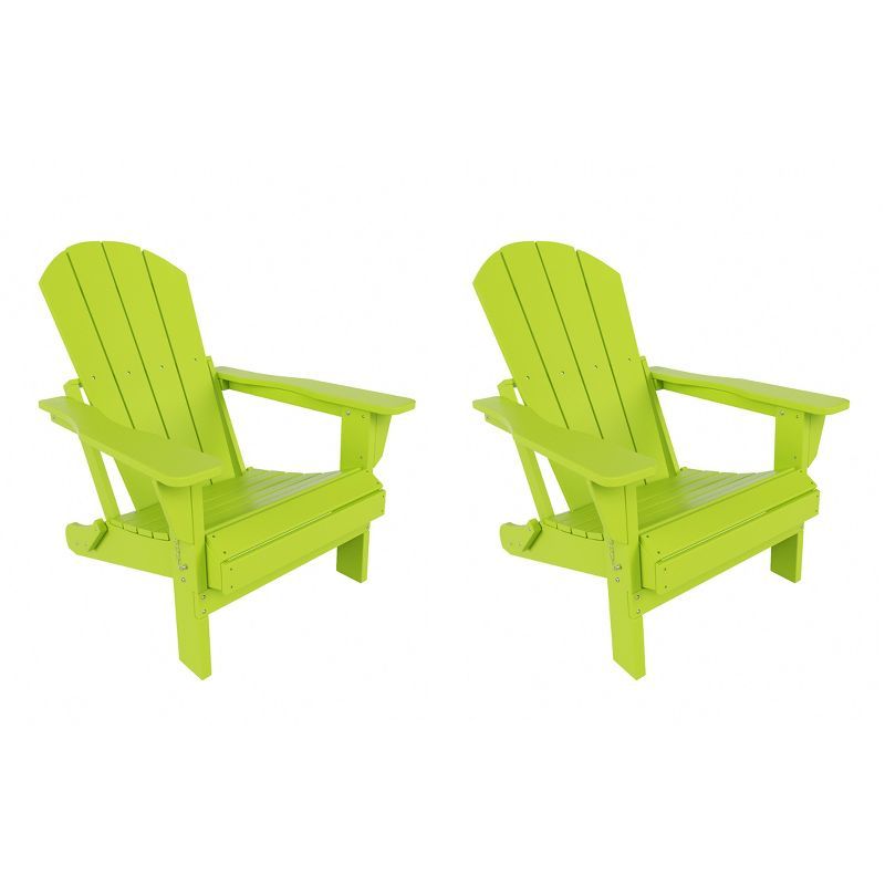 Lime HDPE Classic Outdoor Adirondack Chair Set of 2