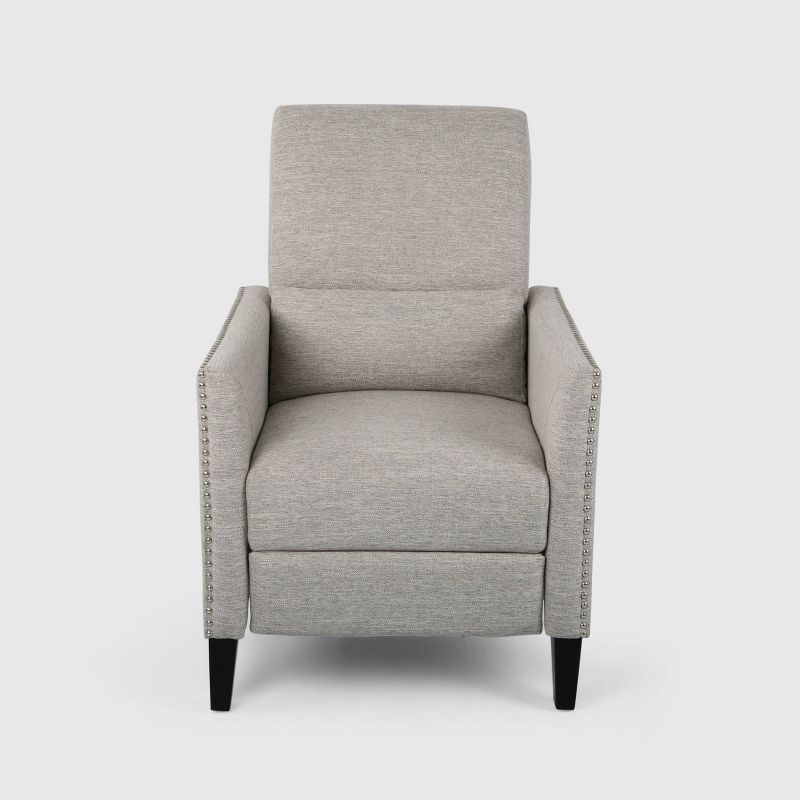 Light Gray Handcrafted Wood Push-Back Recliner