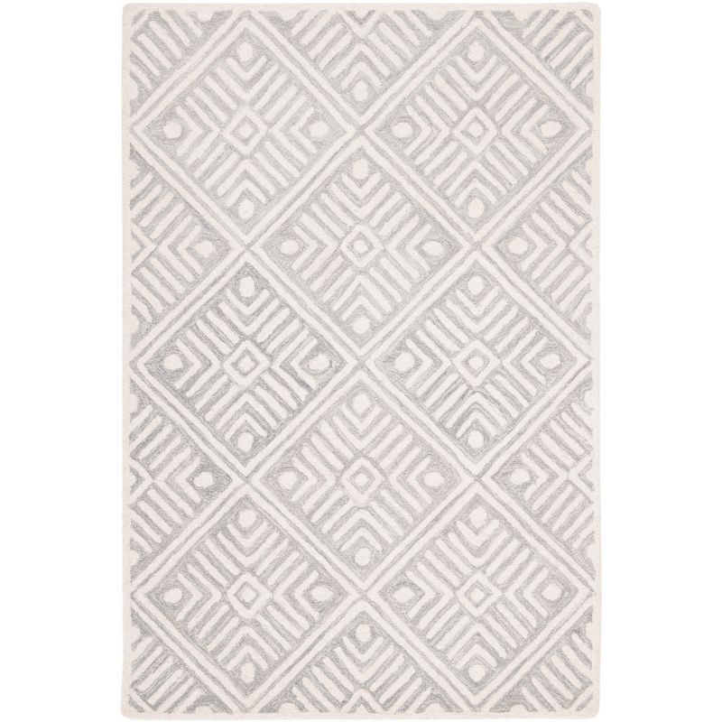 Hand-Tufted Artisan Gray Wool Rectangular Rug