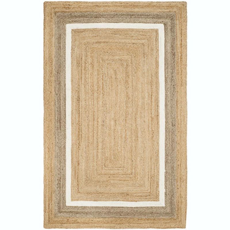 Coastal Charm Handwoven Jute 6' x 9' Rug in Natural & Grey