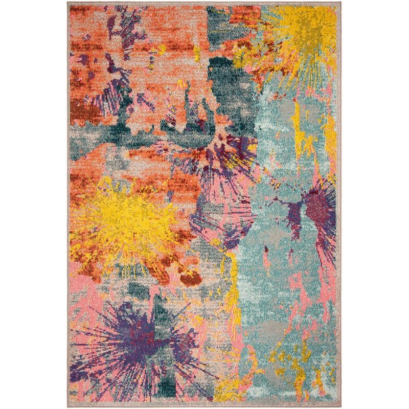 Blue and Orange Abstract Design Non-Slip Area Rug