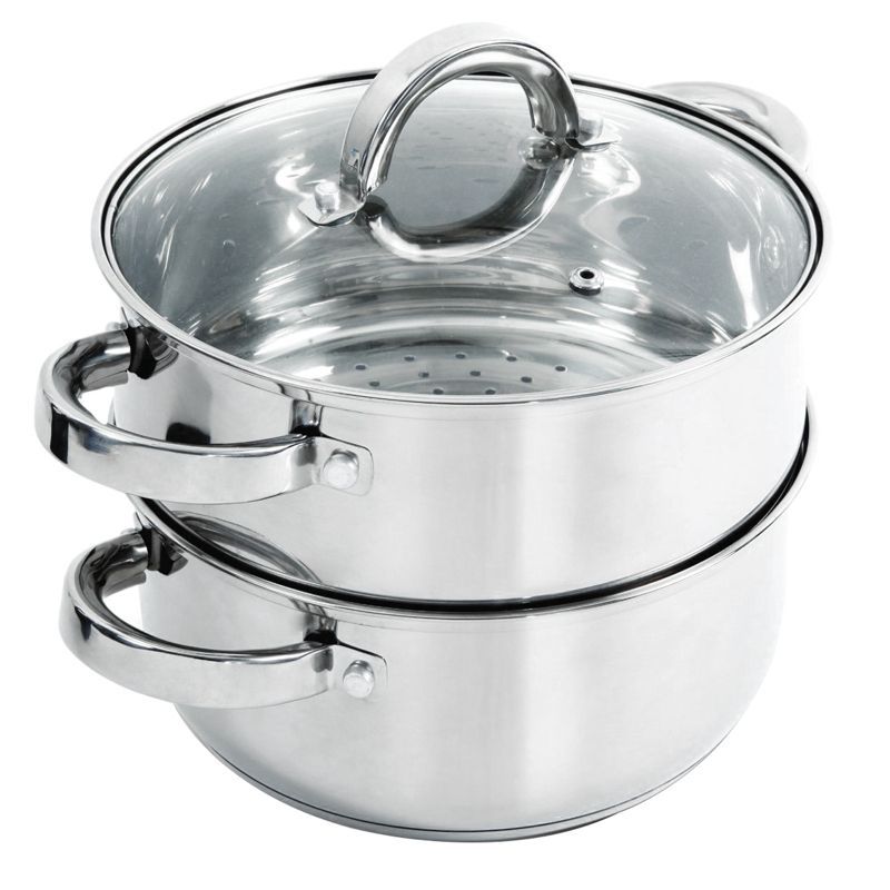 Hali 3-Quart Stainless Steel Steamer Set with Glass Lid