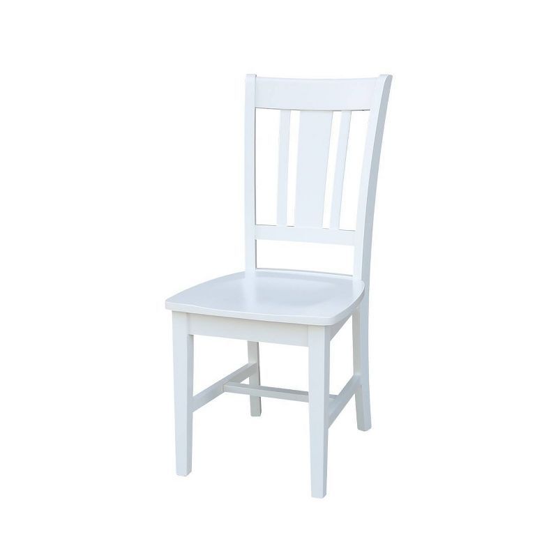 White High Back Solid Wood Slat Dining Chair Set