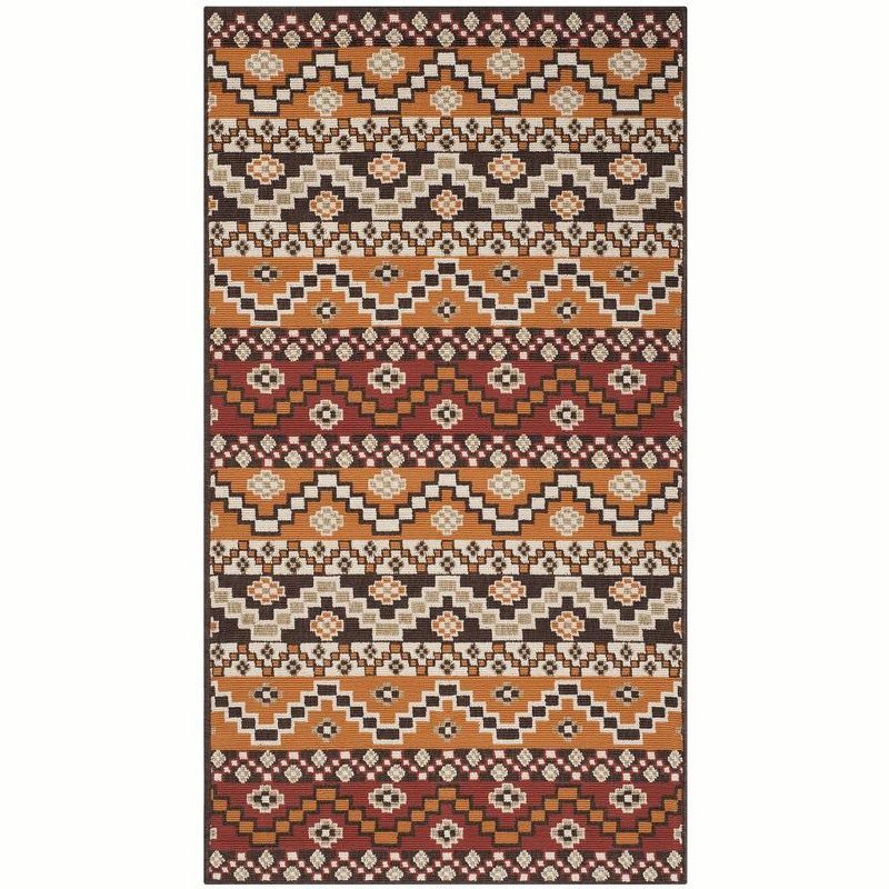 Veranda Red/Chocolate 5' x 7' Easy-Care Synthetic Area Rug