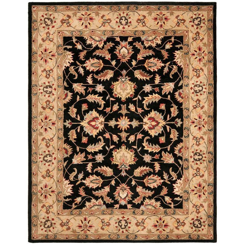 Heritage Black and Beige Hand-Tufted Wool Area Rug, 6' x 9'