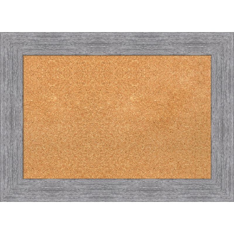 Rustic Grey Framed Natural Cork Bulletin Board 32" x 24"