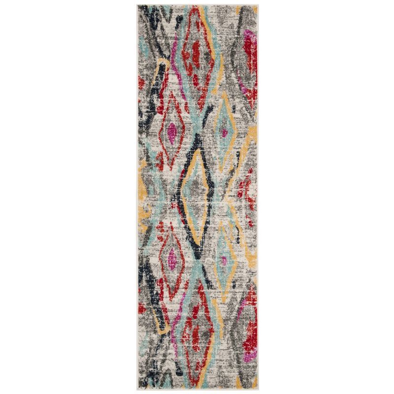 Adirondack Red and Gray Synthetic Rectangle Rug