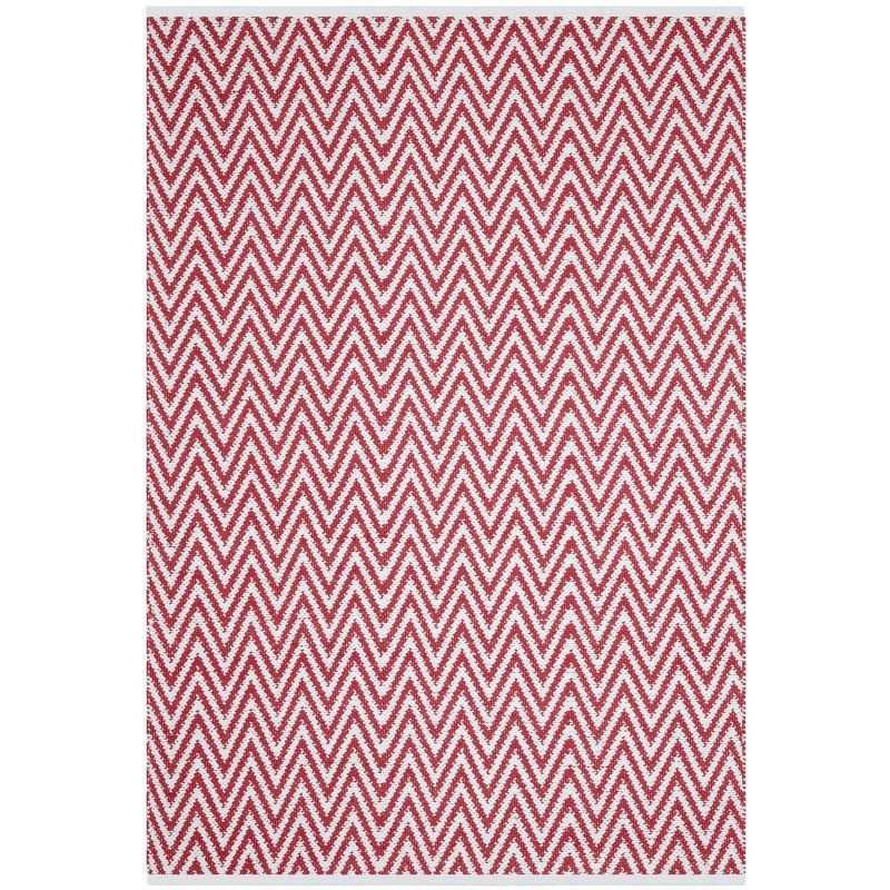 Coastal Charm Red/Ivory Handwoven Cotton 5'x7' Area Rug